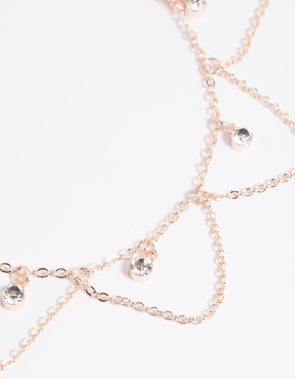 Rose Gold Diamante Chain Anklet