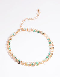 Gold Freshwater Pearl Anklet Set - link has visual effect only