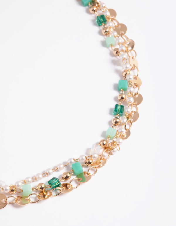Gold Freshwater Pearl Anklet Set