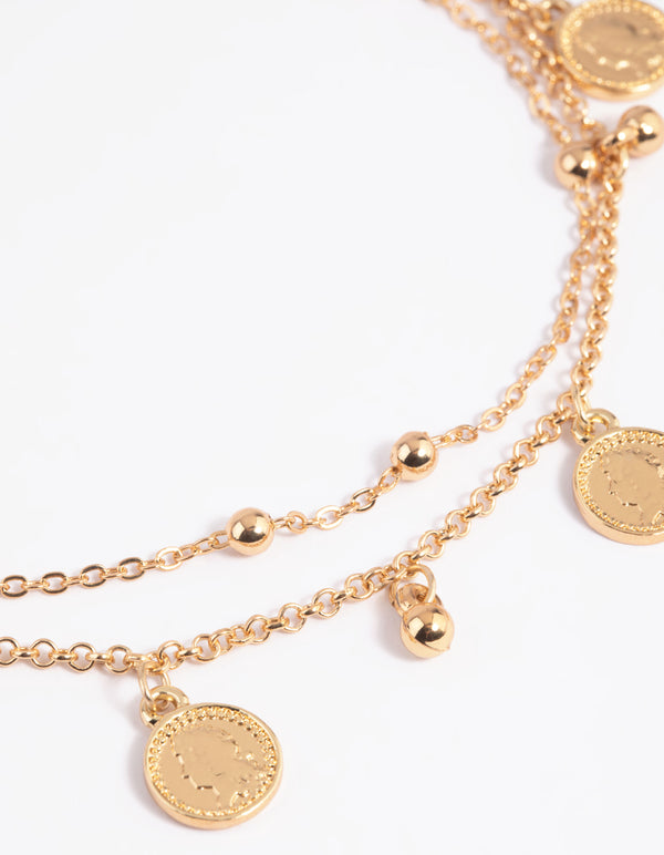 Gold Coin Anklet Set