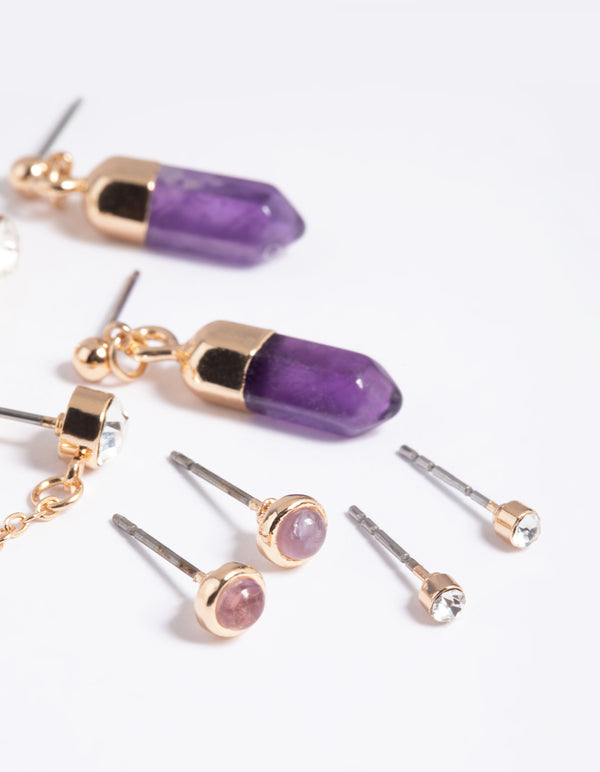 Purple Amethyst Shard Earring Stack Pack
