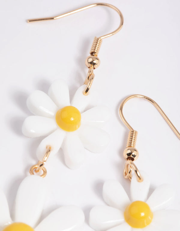 90s White Daisy Drop Earrings