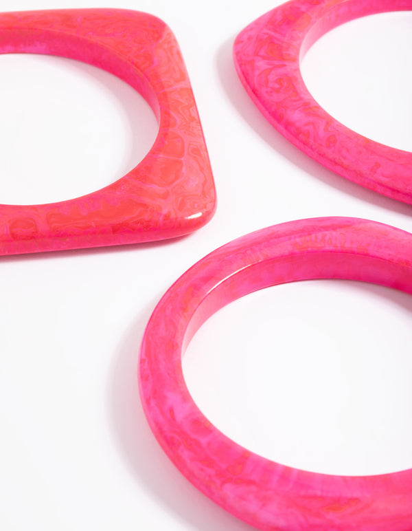 Pink Chunky Bangle Bracelet Pack