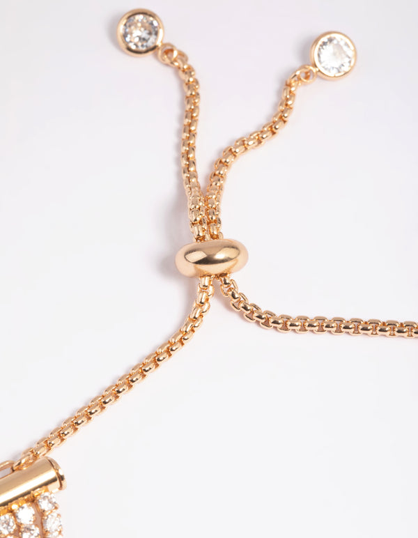 Gold Cubic Zirconia Toggle Tennis Bracelet