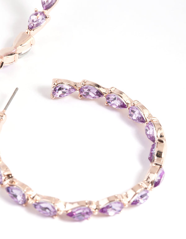 Lilac Pear Stone Hoop Earrings