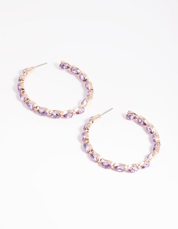 Lilac Pear Stone Hoop Earrings