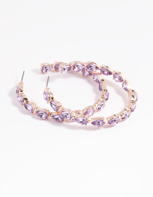 Lilac Pear Stone Hoop Earrings