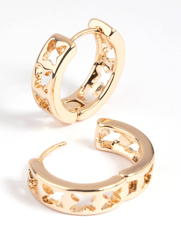 Gold Butterfly Huggie Hoop Earrings