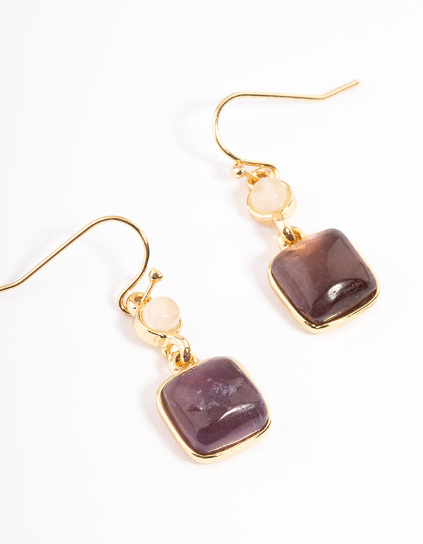 Gold Plated Semi Precious Stone Drop Earrings