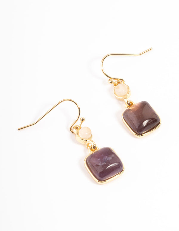 Gold Plated Semi Precious Stone Drop Earrings