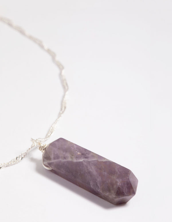 Silver Plated Amethyst Chain Necklace
