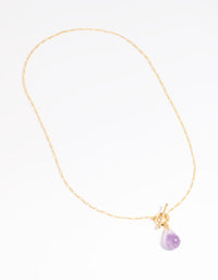 Gold Plated Amethyst Fob Necklace - link has visual effect only