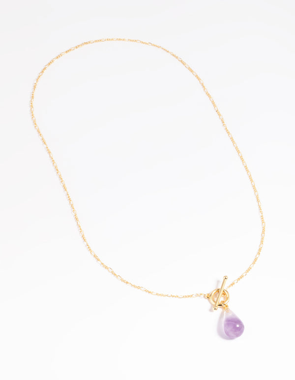 Gold Plated Amethyst Fob Necklace
