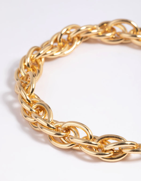 Gold Plated Rose Quartz Heart Fob Bracelet