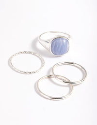 Silver Plated Blue Lace Agate Ring Stack Pack - link has visual effect only