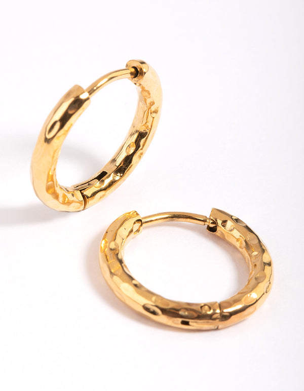 Gold Plated Surgical Steel Molten Hoop Earrings