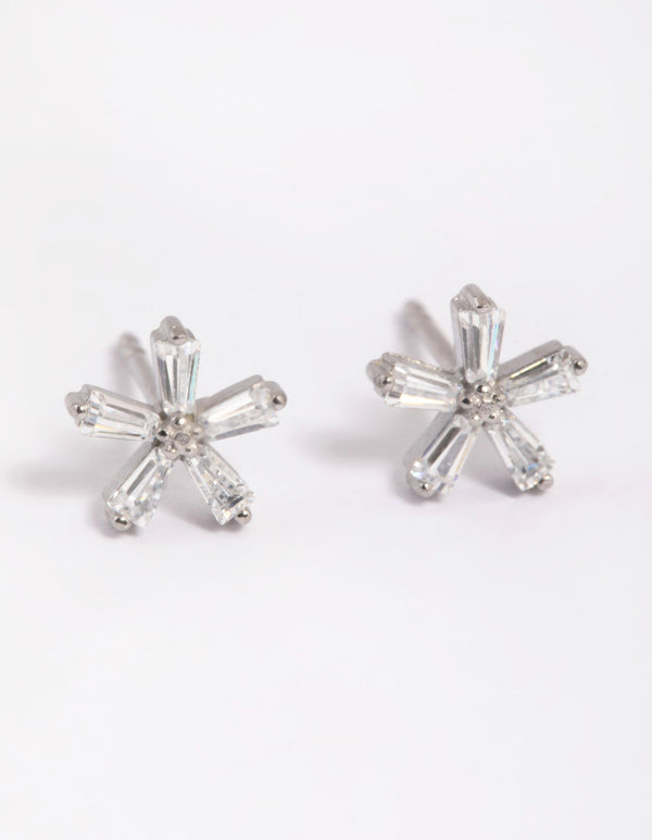 Surgical Steel Cubic Zirconia Flower Stud Earrings