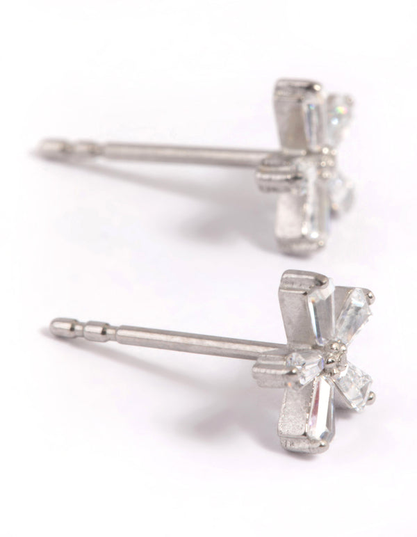 Surgical Steel Cubic Zirconia Flower Stud Earrings