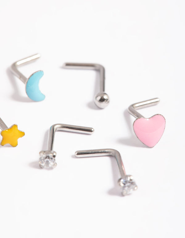 Surgical Steel Motif Nose Stud 6-Pack