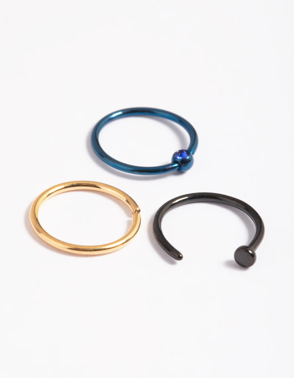 Matte Titanium Nose Ring Pack