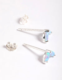 Sterling Silver Opal Dolphin Tail Stud Earrings - link has visual effect only