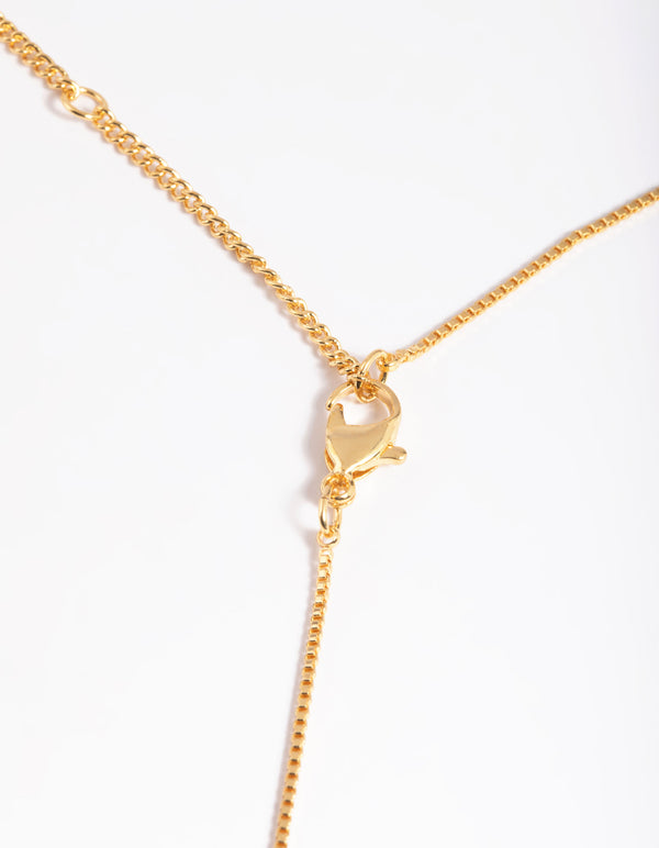 Gold Plated Cubic Zirconia Cross Chain Necklace