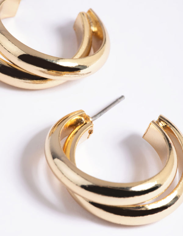 Gold Plated Twisted Hoop Earrings