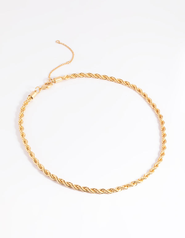 Gold Plated Rope Chain Necklace