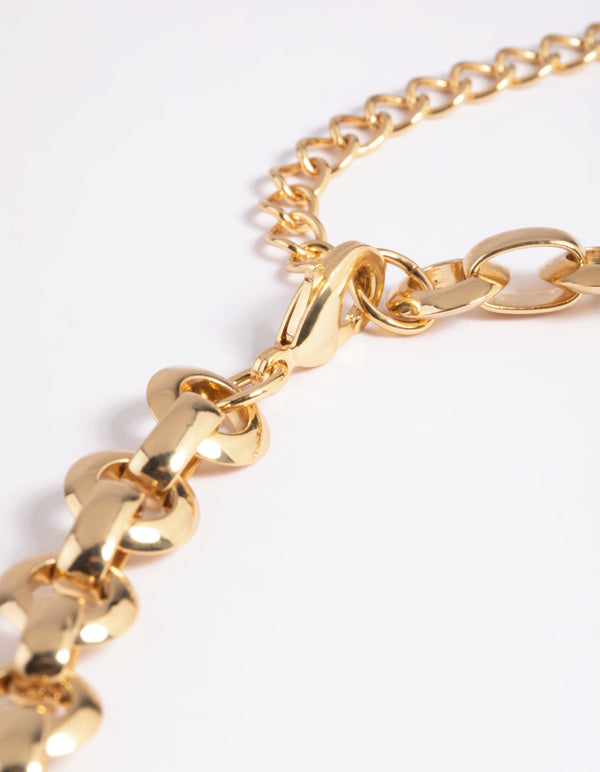 Gold Plated Fob Layered Necklace