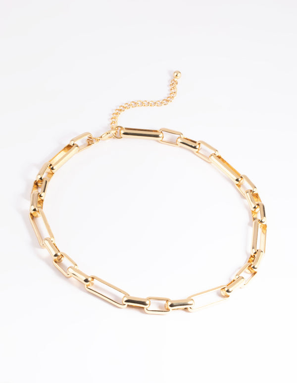 Gold Plated Rectangle Layered Necklace