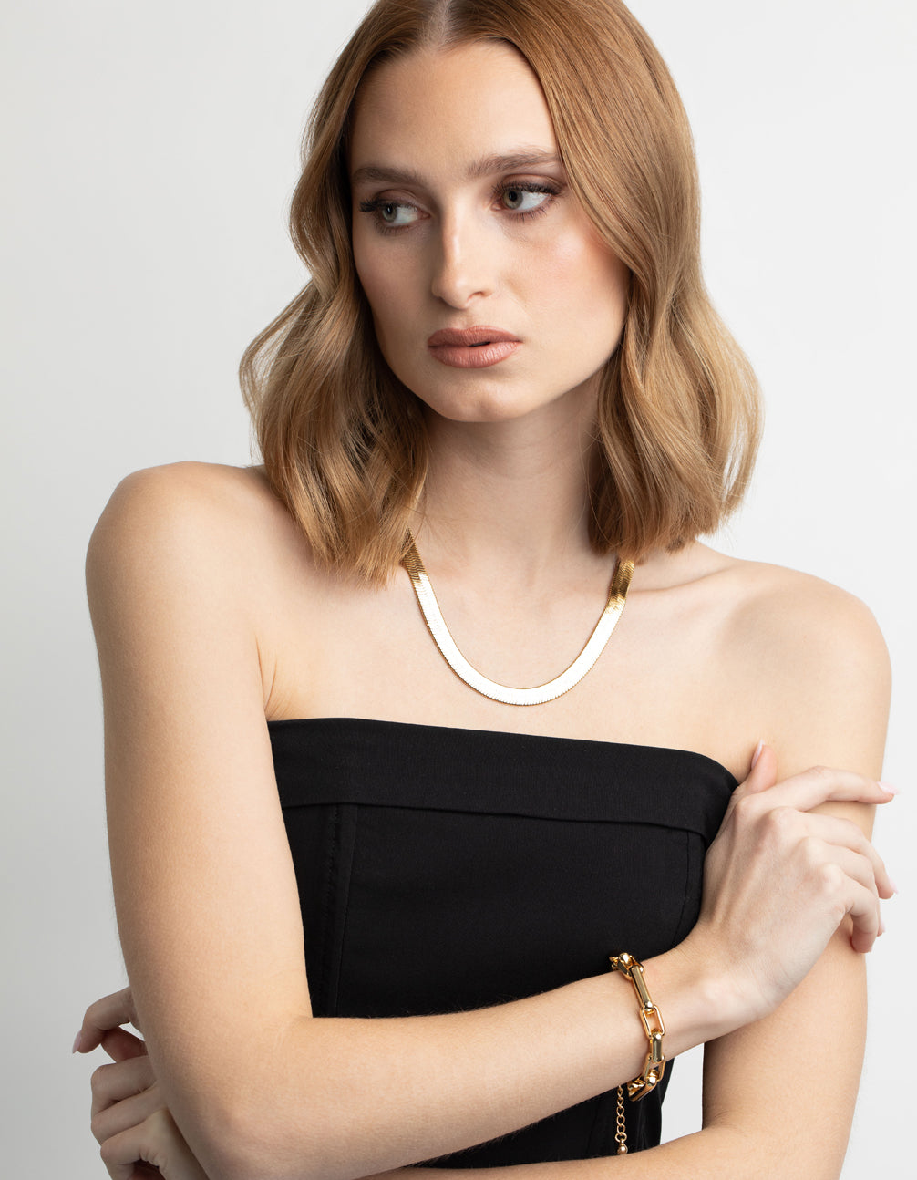 Gold Plated Rectangle Link Bracelet