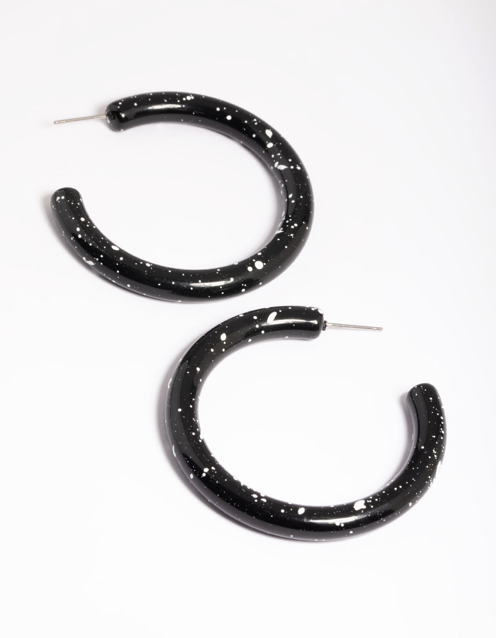 Black Chubby Splatter Hoop Earrings