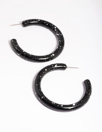 Black Chubby Splatter Hoop Earrings - link has visual effect only