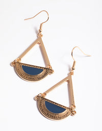 Gold Etched Crescent Open Drop Earrings - link has visual effect only