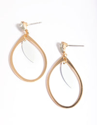 Gold Open Teardrop Diamante Drop Earrings - link has visual effect only