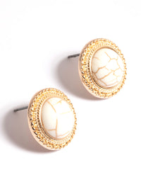 Gold Textured Marble Stud Earrings - link has visual effect only