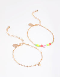 Gold Heart & Bead Bracelet Pack - link has visual effect only