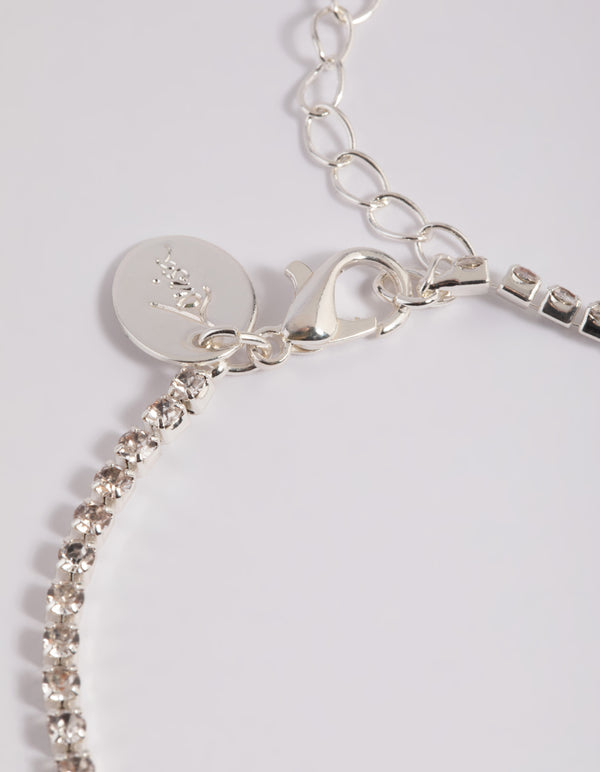 Silver Diamante Necklace Bracelet & Earrings Set