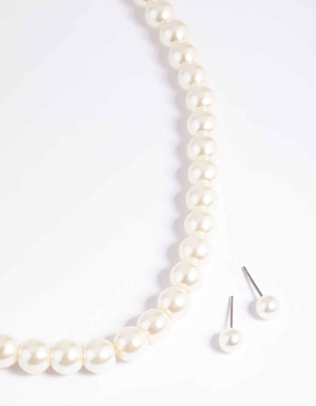 Gold Pearl Necklace & Earring Set
