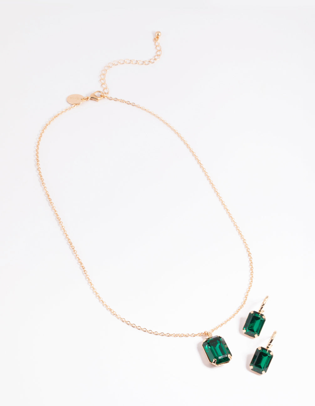 Emerald Green Necklace & Huggie Earrings Set