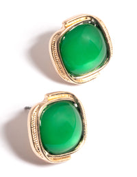 Gold Encased Stone Stud Earrings - link has visual effect only