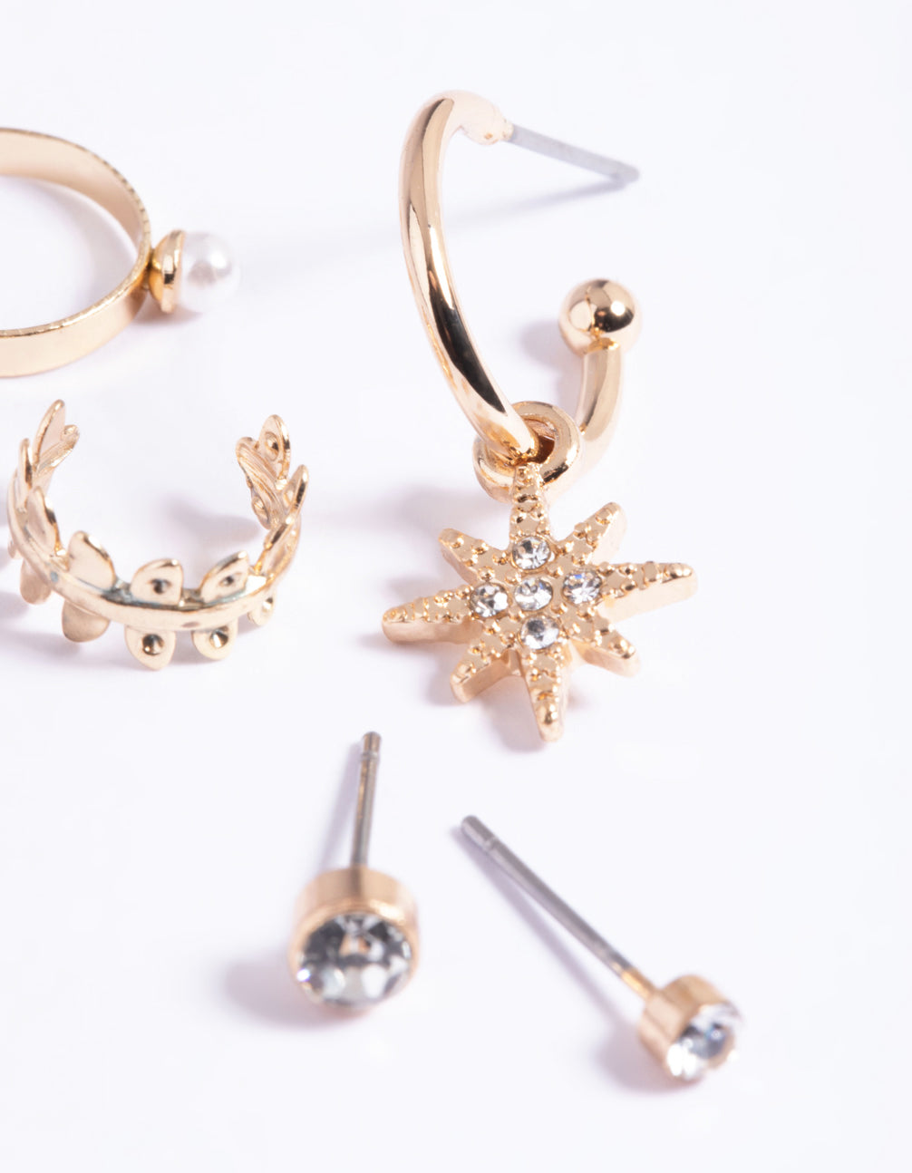 Gold Celestial & Leaf Earrings 5-Pack