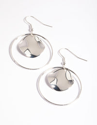 Silver Open Circle & Disc Drop Earrings - link has visual effect only