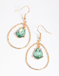 Gold Open Pear & Encased Drop Earrings - link has visual effect only