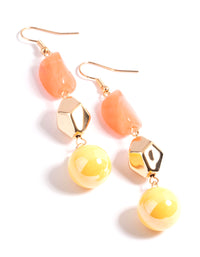 Gold Multi Acrylic Bead Drop Earrings - link has visual effect only
