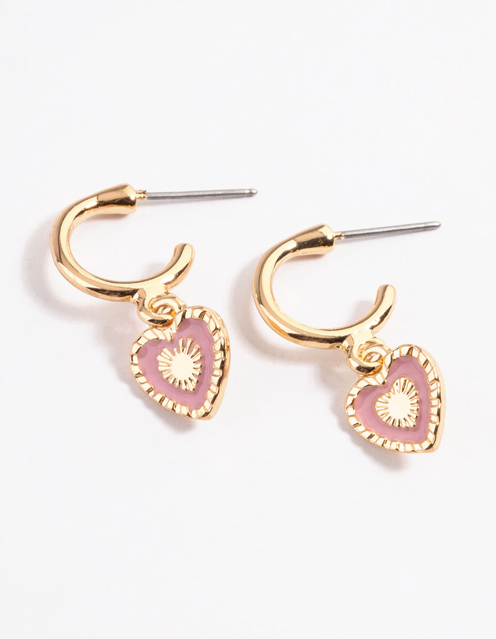 Gold Textured Heart Huggie Earring