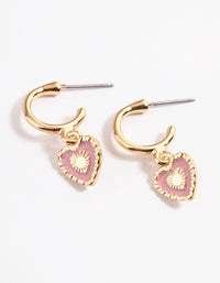 Gold Textured Heart Huggie Earring - link has visual effect only