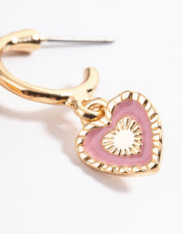 Gold Textured Heart Huggie Earring - link has visual effect only