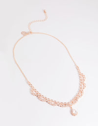 Rhodium Cubic Zirconia Lace Teardrop Necklace - link has visual effect only