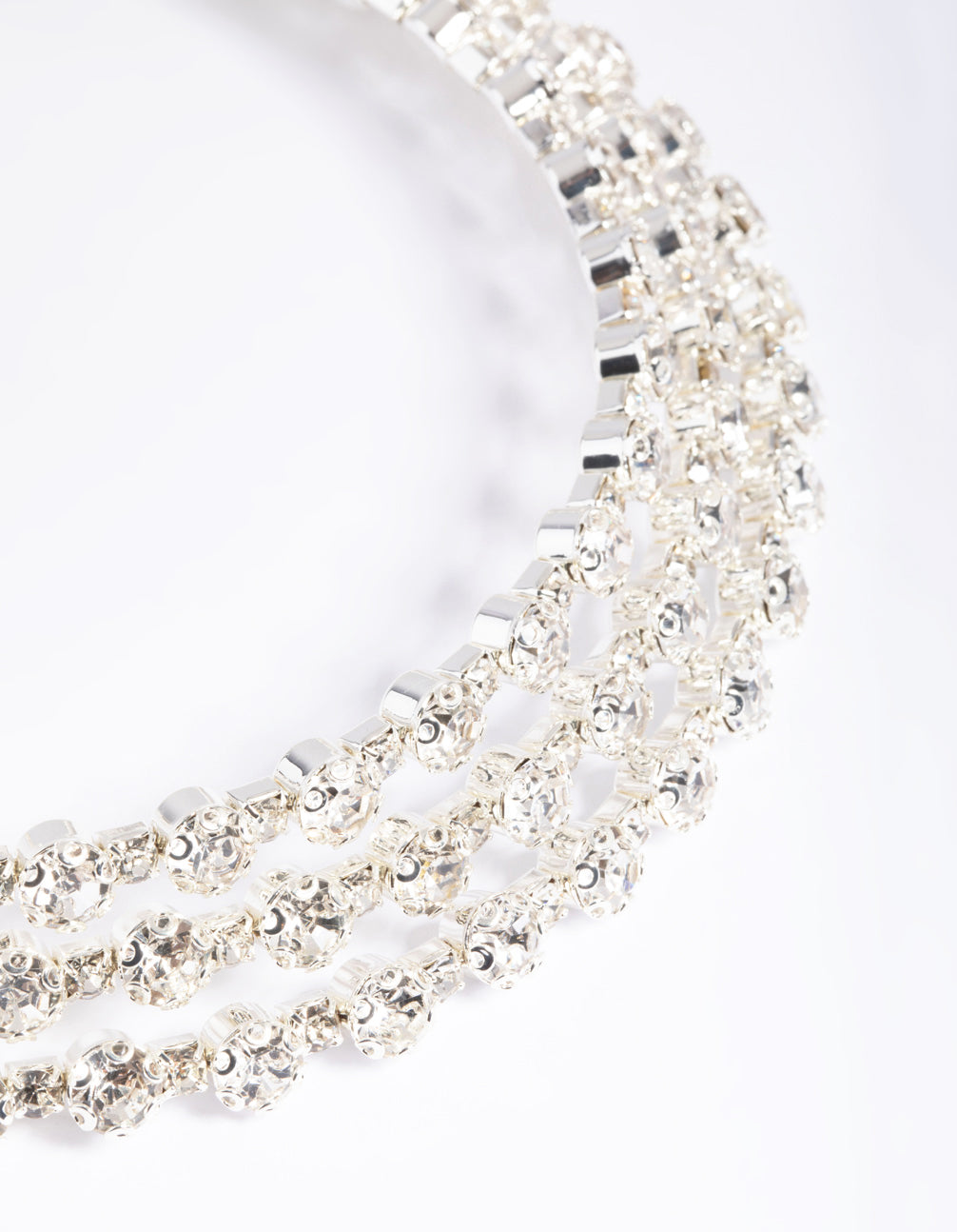 Silver Diamante Layered Choker